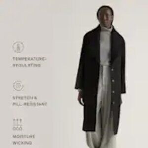 Quince! Beautiful EUC 100% Merino Wool Shawl Collar Long Coat in Black